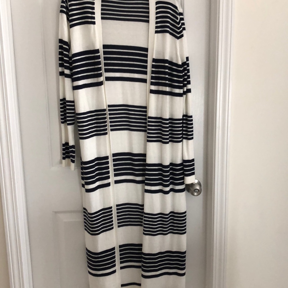 Navy/White strip Ann Taylor Loft Duster Sweater